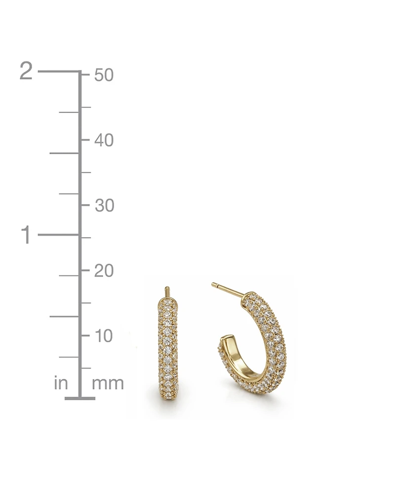 And Now This Clear Cubic Zirconia Pave Hoop Post Earrings