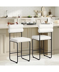 Gymax Set of Counter Height Bar Stools 26'' w/ Metal Frame and Footrest