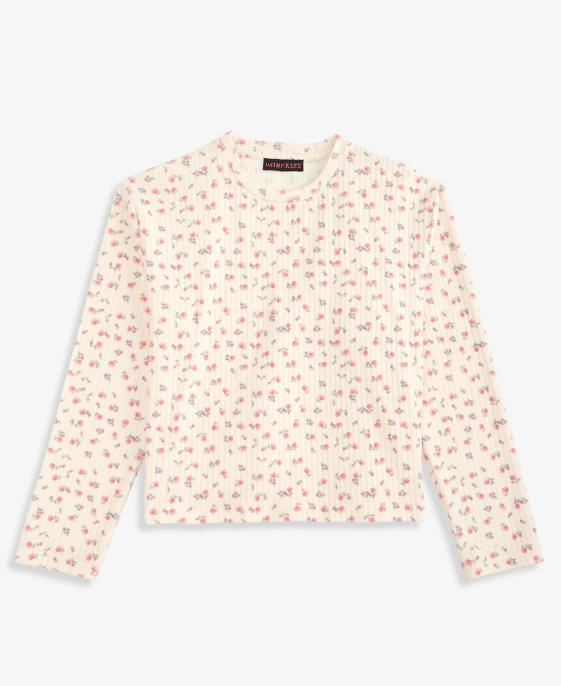 With Jules Girls' 7-16 Printed Lightweight Ribbed Top
