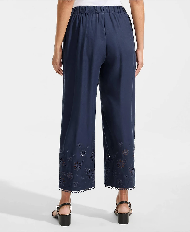 Lands' End Women's Linen Embroidered Pants