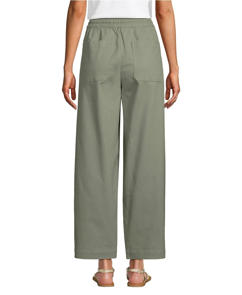 Lands' End Women's Herringbone Chino High Rise Relaxed Straight Drawstring Ankle Pants