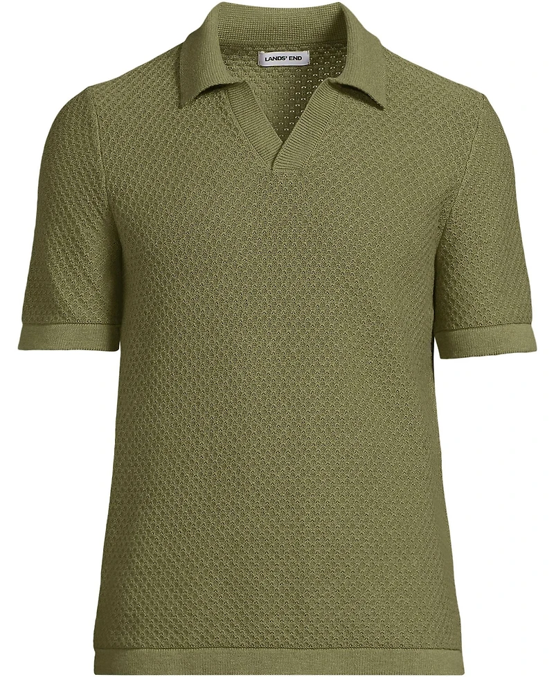 Lands' End Men's Short Sleeve Johnny Collar Polo