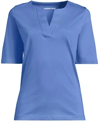 Lands' End Women's Supima Jersey Half Sleeve Splitneck Shirt