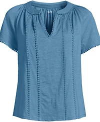 Lands' End Women's Slub Short Sleeve Notch Neck Top