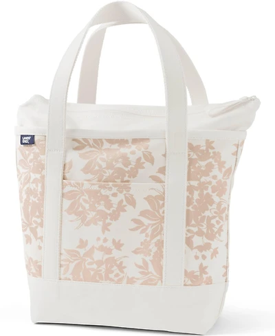Lands' End Medium Print 5 Pocket Zip Top Canvas Tote Bag