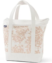 Lands' End Medium Print 5 Pocket Zip Top Canvas Tote Bag