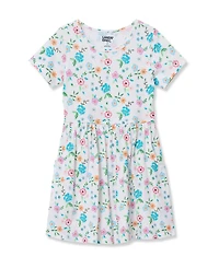 Lands' End Girls Short Sleeve Gathered Waist Jersey Dress