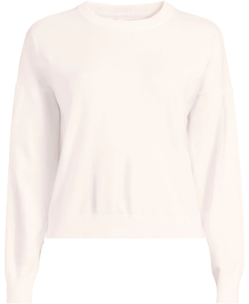 Lands' End Women's Cotton Wedge Crew Neck Sweater