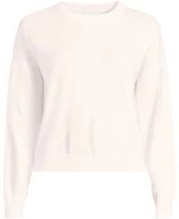 Lands' End Women's Cotton Wedge Crew Neck Sweater