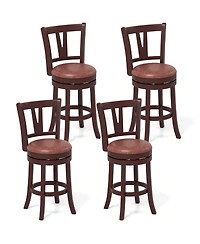 Gymax 26'' Counter Height Swivel Barstools Set of High Backs and Footrests Solid Wood