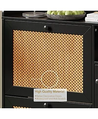 Homfan Shoe Storage Cabinet with 3 Flip Drawers, Rattan Hidden Freestanding Organizer Adjustable Shelves and Metal Knob for Entryway, Hallway