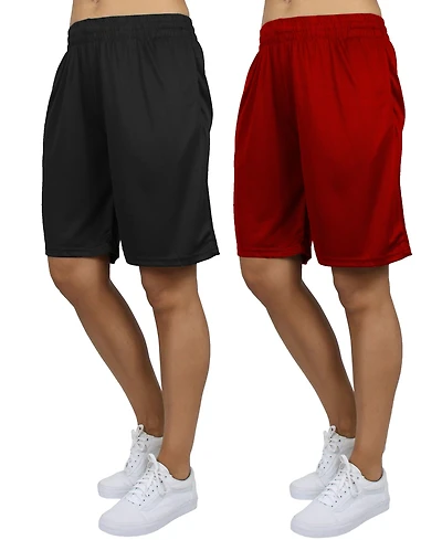 Galaxy By Harvic Women's Loose Fit Moisture Wicking Performance Mesh Shorts-2 Pack