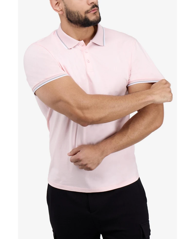 X-Ray Men's Short Sleeve Texture Rib Polo Shirt