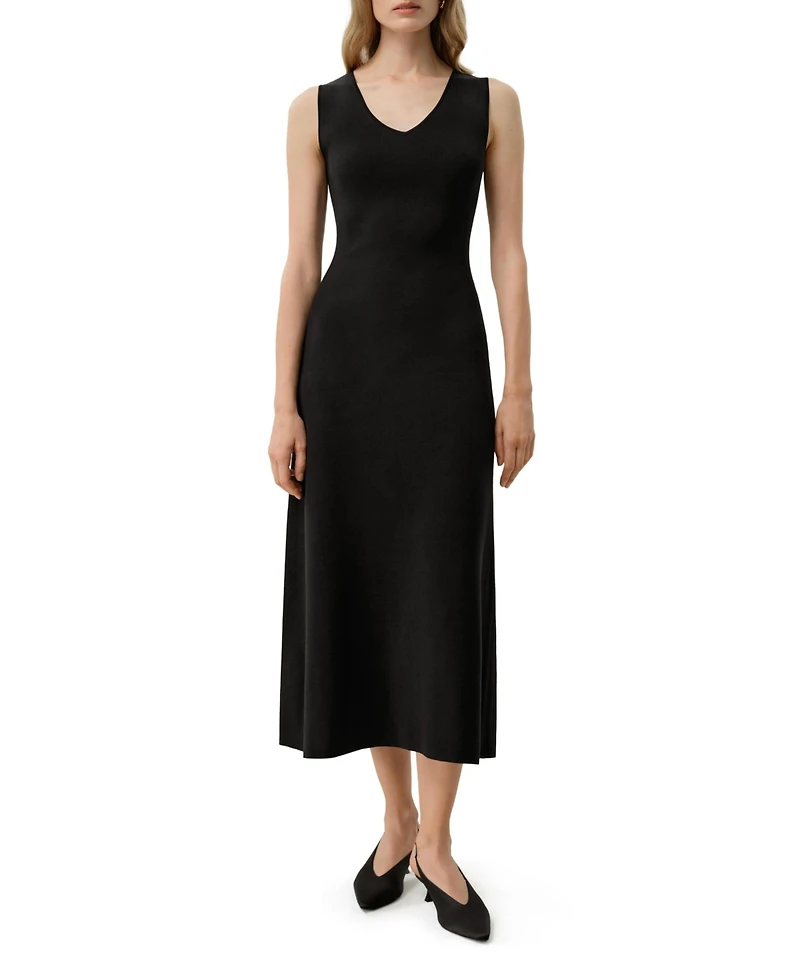 Lilysilk Women's Soleil Silk-Viscose Knit V-Neck Dress