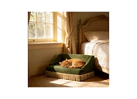 Zeus and Ruta Princess Style Pet Bed Sofa Medium With Fringe Skirt Performance Velvet