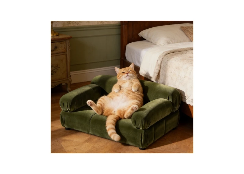 Zeus and Ruta Modern Upholstered Marcel Pet Bed For Small To Medium Dogs Cats