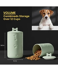 Aronkl Ceramic Pet Treat Jar Airtight Large Food Storage Farmhouse Style with Lid
