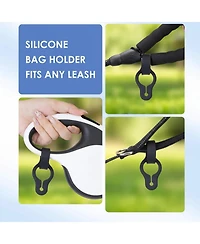 Aronkl 2-Pack Silicone Poop Bag Holder Hands-Free Leash Attachment Secure Durable Compact for Dog Walking
