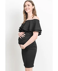 Hello Miz Maternity Off-the-Shoulder Bodycon Ruched Mini Dress