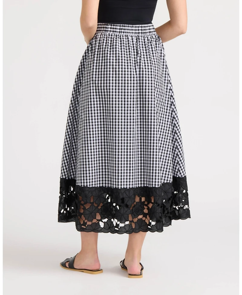 Ellen Tracy Women's Pull-On Maxi Skirt with 3D Lace Hem