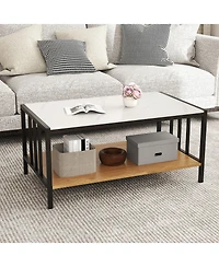 Slickblue White Coffee Table 2 Tier Sintered Stone Tabletop