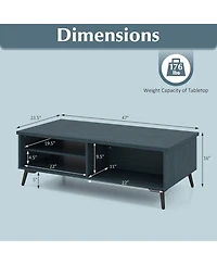 Slickblue 2 Tier Coffee Table Mid Century with Storage Compartments