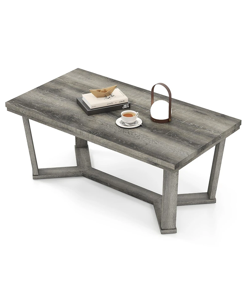 Slickblue Coffee Table with Rubber Wood Cross Shaped Base