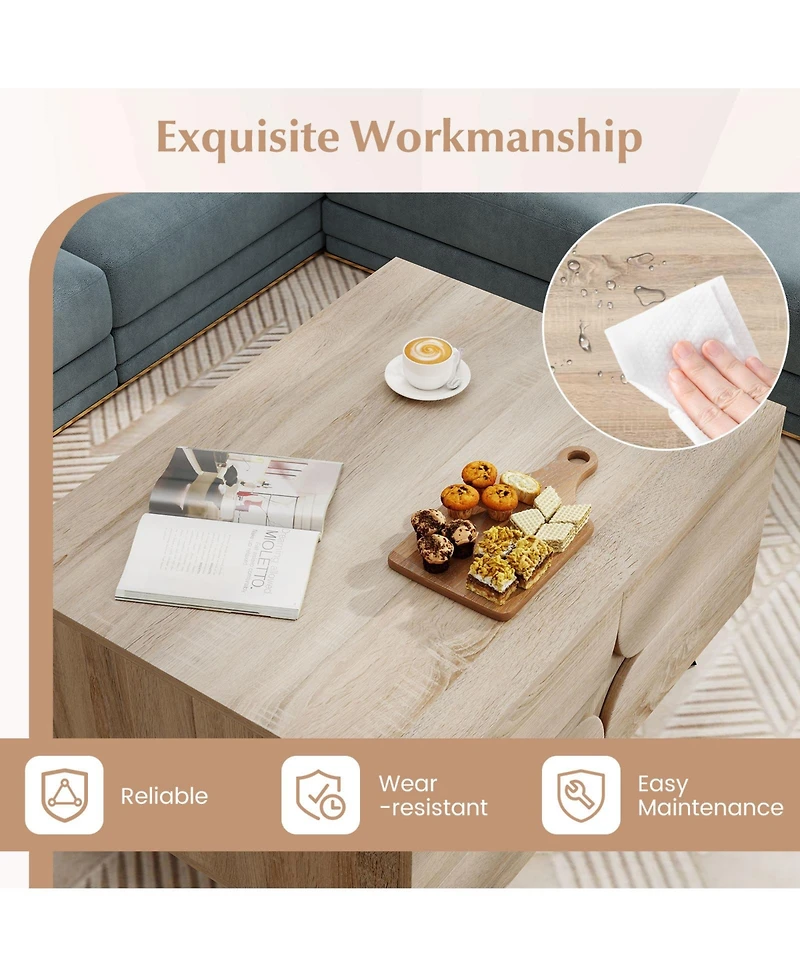 Slickblue Coffee Table Farmhouse with Storage