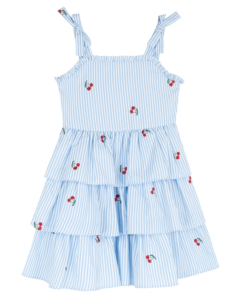 Rare Editions Girls' 7-16 Cherry Embroidered Sleeveless Dress