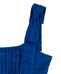 Rare Editions Girls' 7-16 Chiffon Clipdot Ruched Sleeveless Romper Dress