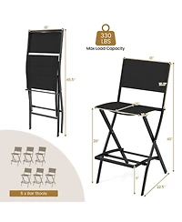 Gymax 6 Pcs Outdoor Bar Chair Folding Bar Height Stool w/ Metal Frame