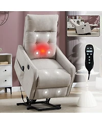 Maison Boucle Chenille Power Lift Recliner Chair for Elderly with Massage, Heat & Usb, Single Motor Electric Seniors