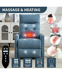 Maison Boucle Chenille Power Lift Recliner Chair for Elderly with Massage, Heat & Usb, Single Motor Electric Seniors