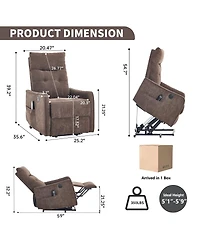 Maison Boucle Chenille Power Lift Recliner Chair for Elderly with Massage, Heat & Usb, Single Motor Electric Seniors