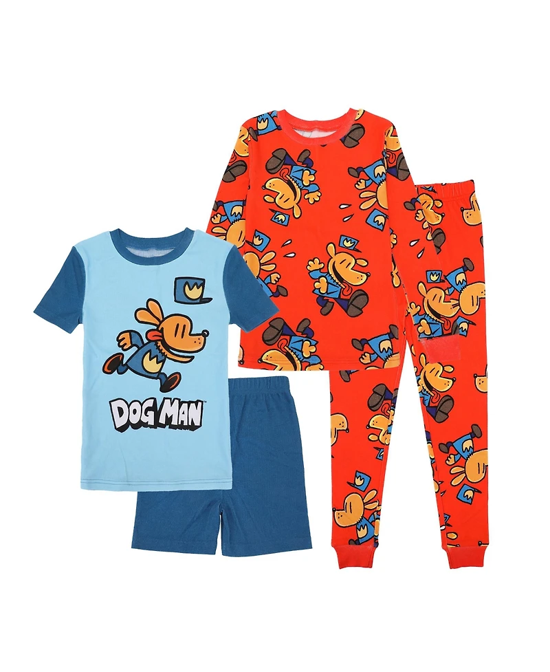 Dog Man Big Boys Character Art 4-Pack Pajama Set -14