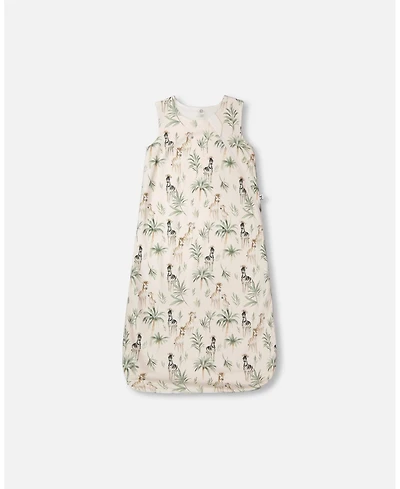 Deux par Baby Boys Cotton Jersey Muslin Sleep Sack Beige Zebra Print - Baby|Toddler