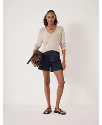 Hush Women's Pointelle Cotton V-Neck Sweater