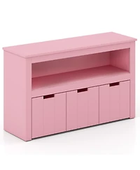 Sugift Kids Toy Storage Cabinet with Drawers Wheels and Cube Shelf