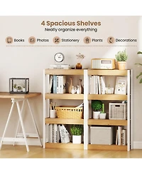 Gouun 4-Tier Wooden Bookcase with Dual Anti-Tipping Kits