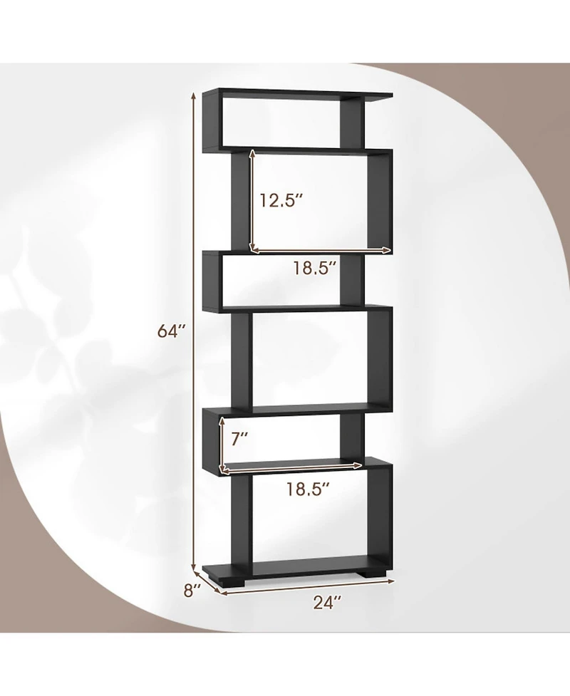 Gouun 6-Tier Geometric Bookshelf with Anti-Tipping Kits