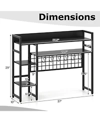 Gouun 4-Tier Desktop Display Shelf with Metal Grid Panel and Hooks