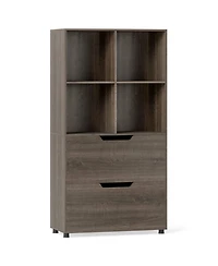 Gouun 4-Cube Bookcase with 2 Drawers and 51-Inch Tall Frame