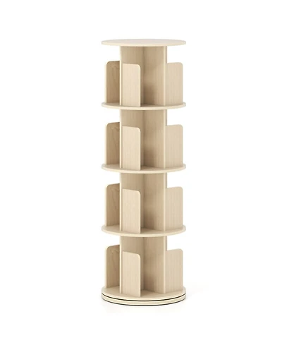 Gouun 4-Tier Rotating Bookshelf with 360-Degree Swivel Base