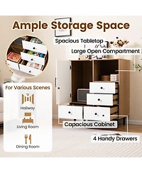 Gouun Mid-Century Modern Buffet Sideboard with 4 Drawers