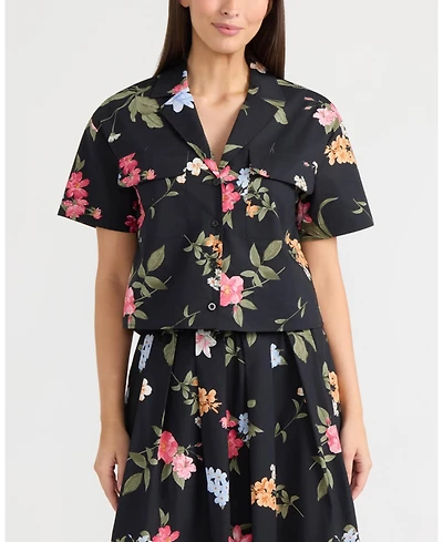 Ellen Tracy Women's Short Sleeve Camp Shirt