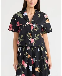 Ellen Tracy Women's Short Sleeve Camp Shirt