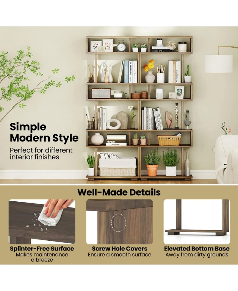 Gouun 6-Tier Slim Bookcase with Anti-Tipping Kit