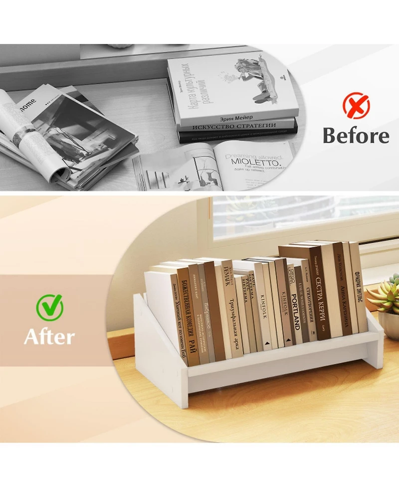 Gouun Tilting V-Shaped Desktop Bookshelf Organizer