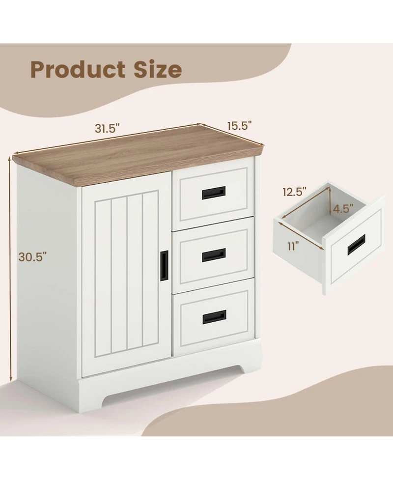 Gouun Farmhouse Sideboard Buffet Cabinet with Sliding Doors