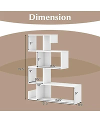 Gouun 5-Tier S-Shaped Geometric Bookshelf with Open Cubes